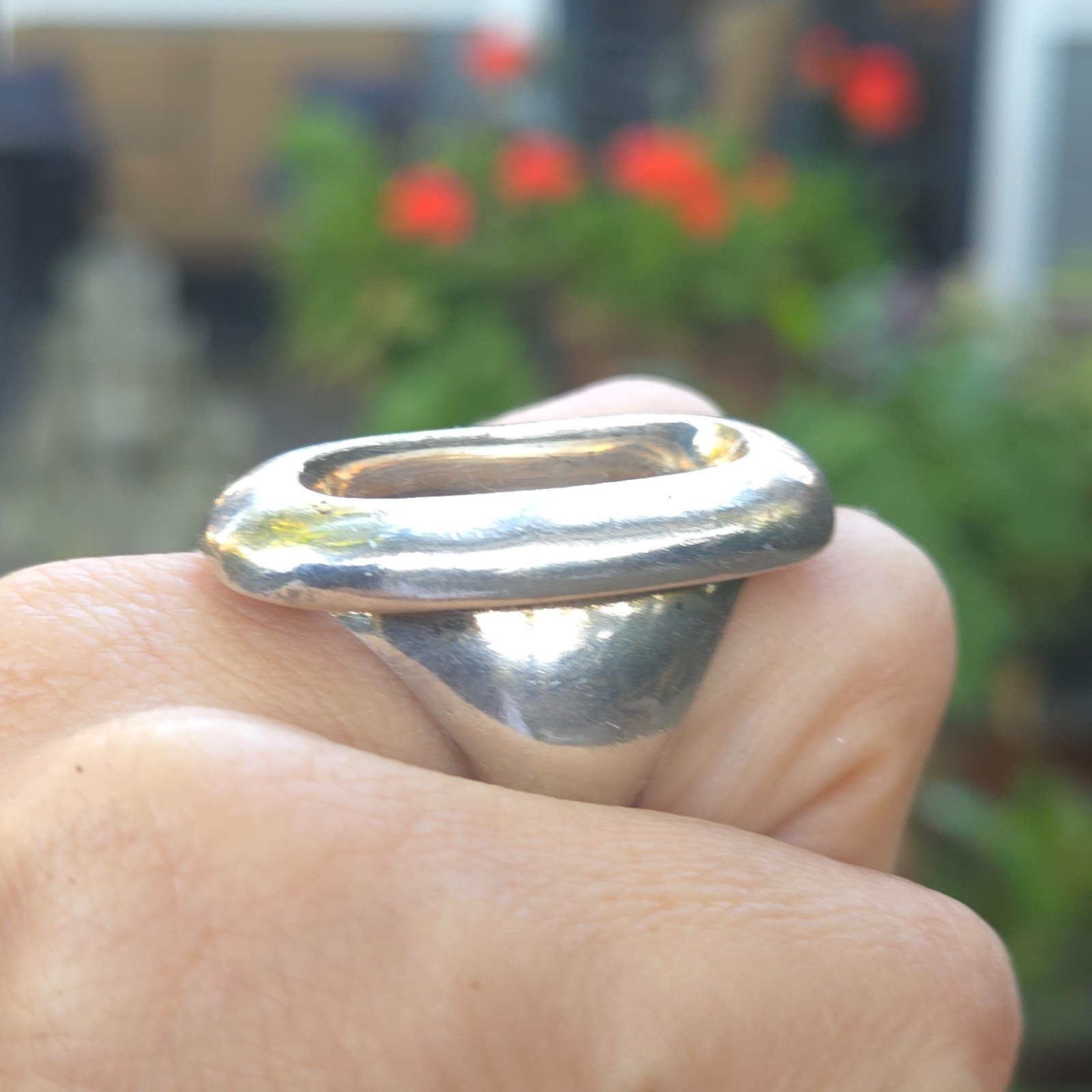 Large Solid Chuncky Openwork Modern 925 Silver Ri… - image 15