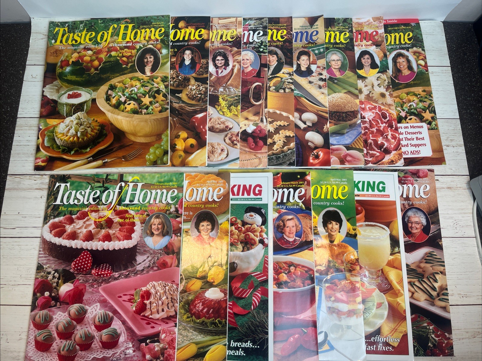 16 TASTE OF HOME Cooking MAGAZINES Mixed Lot 1997 To 2001 Recipe Cards To Clip