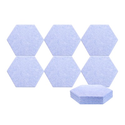 12pcs Acoustic Panels 10.2'' x 11.8'' Hexagon Self Adhesive Wall Panel, Light Blue