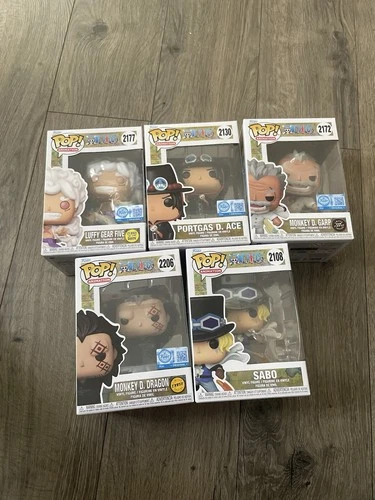 Brand New Funko One Piece. Sabo, Ace, Garp, Luffy Gear 5, Dragon (full Set Of 5)
