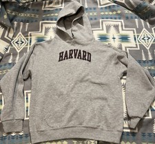Vintage 90 s Harvard Spell Out Sweatshirt Gray Hoodie Youth Sz L