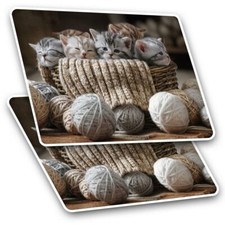 2 x Rectangle Stickers 7.5 cm - Adorable Cute Kittens Cat Cats Cool Gift #8855