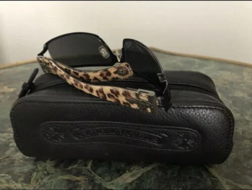 Chrome Hearts black frame w Real Cheetah Leather Sunglasses Mint