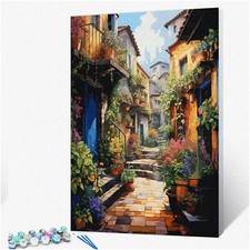 Sunlit Streetscape Paint Kit: Acrylic Pigments, Brushes, and Canvas for Adults 
