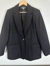 Orvis Wool Blazer Jacket Gray Herringbone USA Made VTG Womens 12 Career Heritage