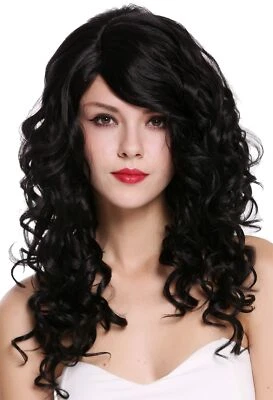 WIG ME UP Perücke Damenperücke Lang Voluminös Scheitel Locken Schwarz RGF-6467C