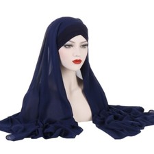 Women Retro Chiffon Wrap Headscarf Scarf Hat Forehead Cross Headband Wrap Chic