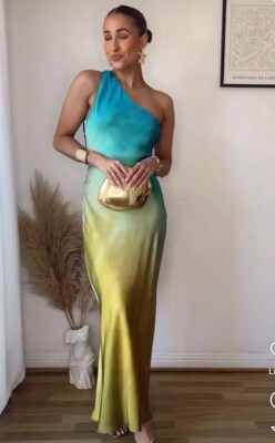 asymmetric tie dye satin dress zara ZARA NEW MIDI ASYMMETRIC TIE-DYE SATIN DRESS Size M REF:8247/490