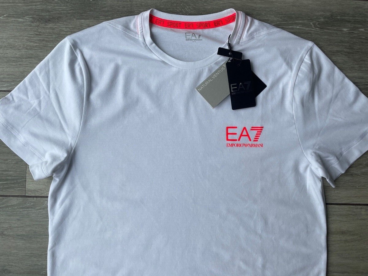 EMPORIO ARMANI EA7 WHITE CREW S/S T-SHIRT TOP 6KPT22