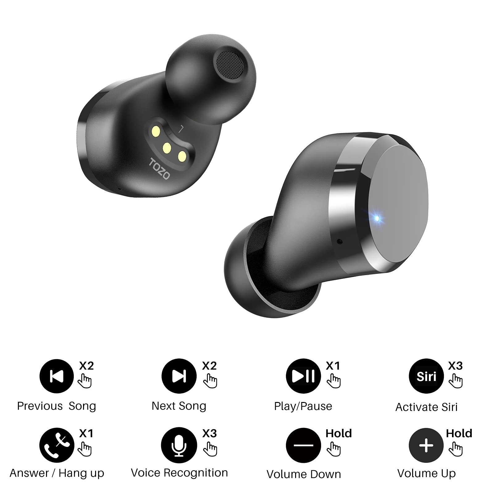Audífonos inalámbricos TOZO T12 Pro con 4 micrófonos para llamadas, cancelación de ruido | Reacondicionados, imagen 3