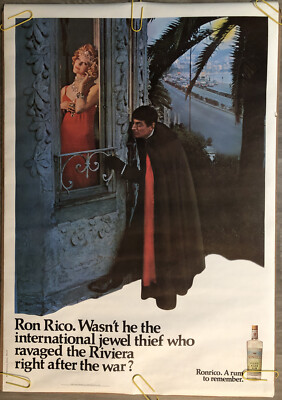 Original Vintage Poster Ron Rico Puerto Rican Rum Alcohol