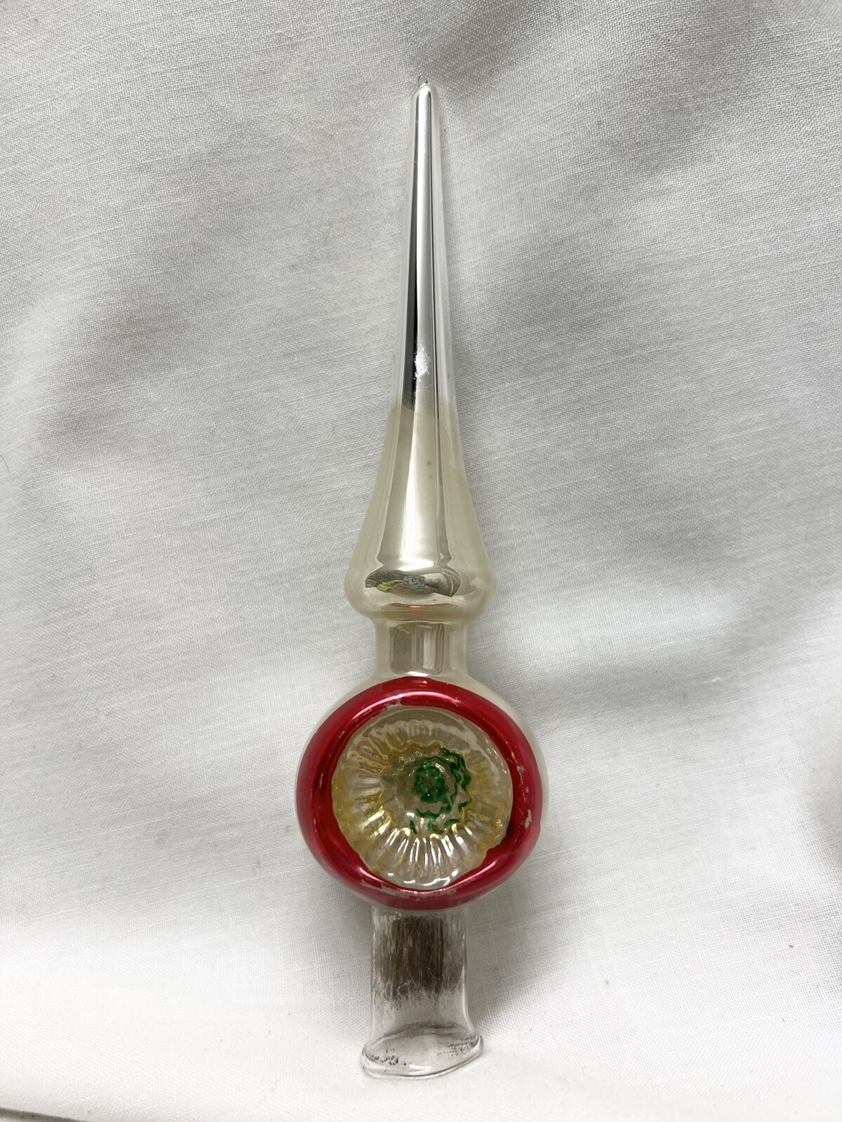 Old Blown Glass CHRISTMAS TREE TOP TOPPER With INDENT for small tree eBay