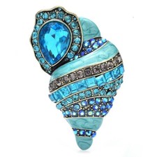 Sea Shell Conch Brooches Rhinestone Enamel Party Office Brooch Pin Gifts