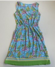 Barbara Ericson Women’s Small Mini Dress Shift Multi Lighthouse Beach Sleeveless