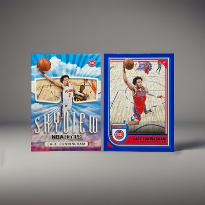 2022-23 Panini NBA Hoops Cade Cunningham #14 Skyview & Blue Parallel #59 Pistons