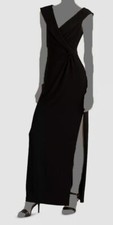 $225 Lauren Ralph Lauren Women's Black V-Neck Off the Shoulder Dress Size 10