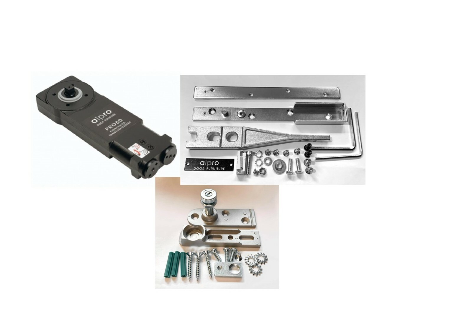 Alpro Pro50 Concealed Transom Aluminium Door Closer Complete Kit