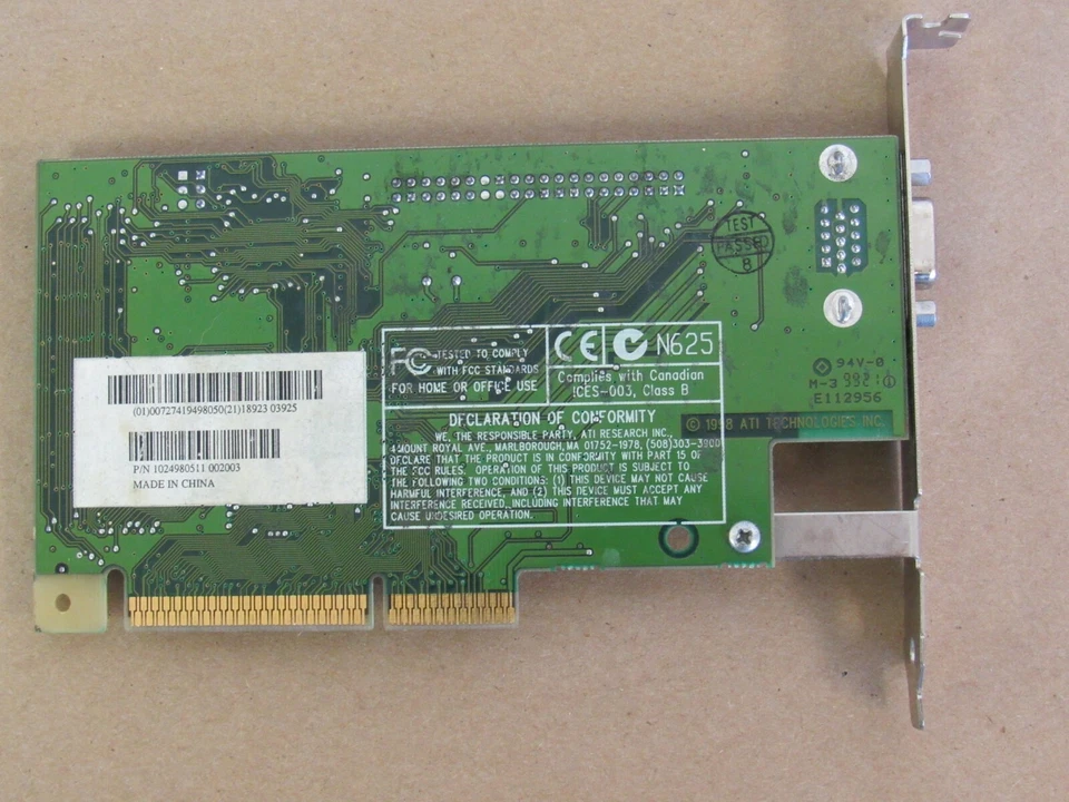 ATI TECHNOLOGIES INC PN 109-49800-11, AMC VER. 2.0, GRAPHIC CARD 1998 - Image 3 of 4