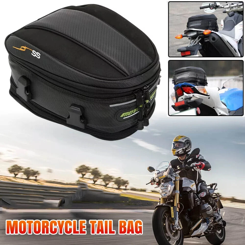 Motorcycle Tail Bag Waterproof Luggage Bag Seat Bag Motorbike Saddle Bag Black - Image 3 of 4