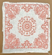 Vintage White Orange Paisley Hearts Bandana 60s 70s Torn Distressed Holes