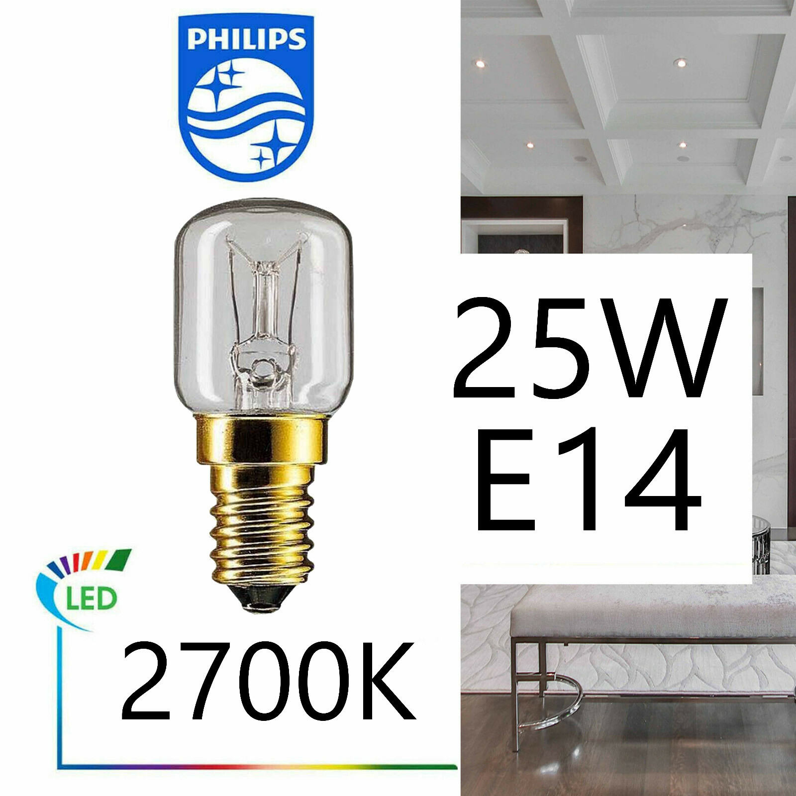 LAMPADA FORNO Originale WHIRLPOOL WPRO 25W Ses 300&ordm;C Gradi E14