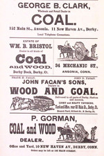 1890s Coal & Wood Dealers Wm B Bristol Derby CT Ansonia CT Print Ad