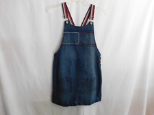Tommy Hilfiger Dress Girls Denim Jean Overall Skirt Jumper Striped Straps Size L