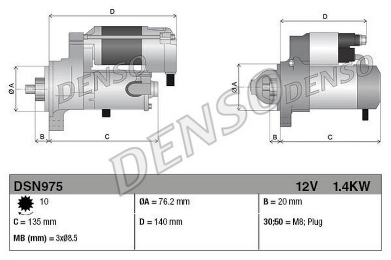Motorino d'avviamento PER Fiat 500 C 0.9 63 KW 86 CV