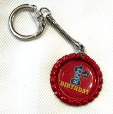 Beautiful Baby's Happy 1st Birthday inspired keychain for boys or girls.