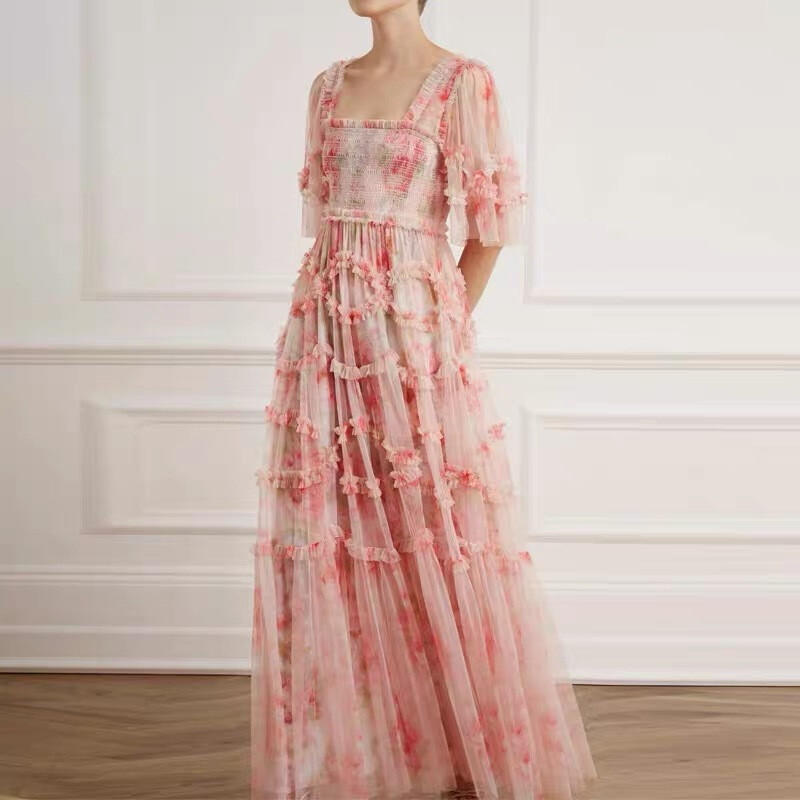 Runway Womens Square Collar Short Sleeve Mesh Long Party Floral Gown Dresses | eBay Runway Womens Square Collar Short Sleeve Mesh Long Party Floral Gown Dresses | eBay