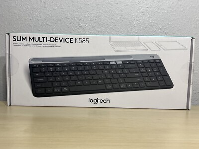 Logitech K585 Multi-Device Slim Wireless Keyboard Built-in Cradle Graphite - NEW