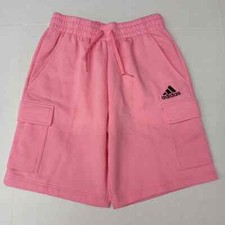 Adidas Men Cozy Essentials Fleece Cargo Shorts Large Size in Bright Pink Color
