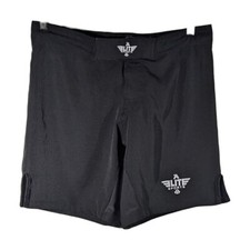 Mens Elite Fight Shorts Boxing MMA Jiu Jitsu Large Black Wrestling