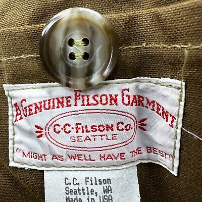 VINTAGE Filson Jacket Mens 44 Beige Button Down Tin Waxed VINTAGE Filson Jacket Mens 44 Beige Button Down Tin Waxed