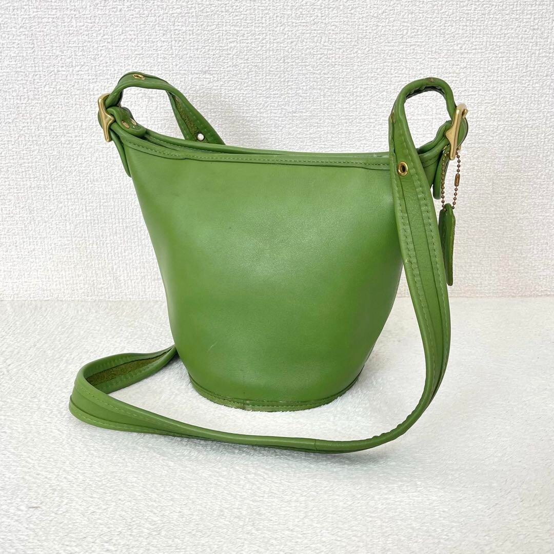 Old Coach 9019 MAGGIE DUFFLE Bucket-Shaped Bag Leather Leaf Green  