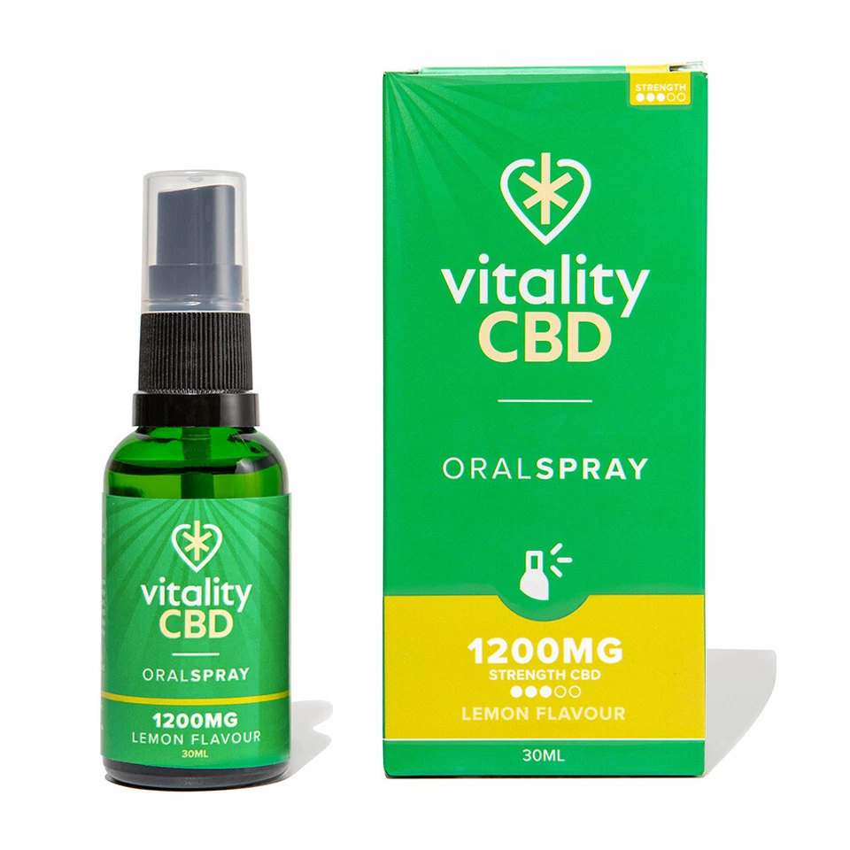 Vitality CBD Oil Spray Strength 600mg-4800mg Pure CBD Lemon Flavour Vegan 30ml