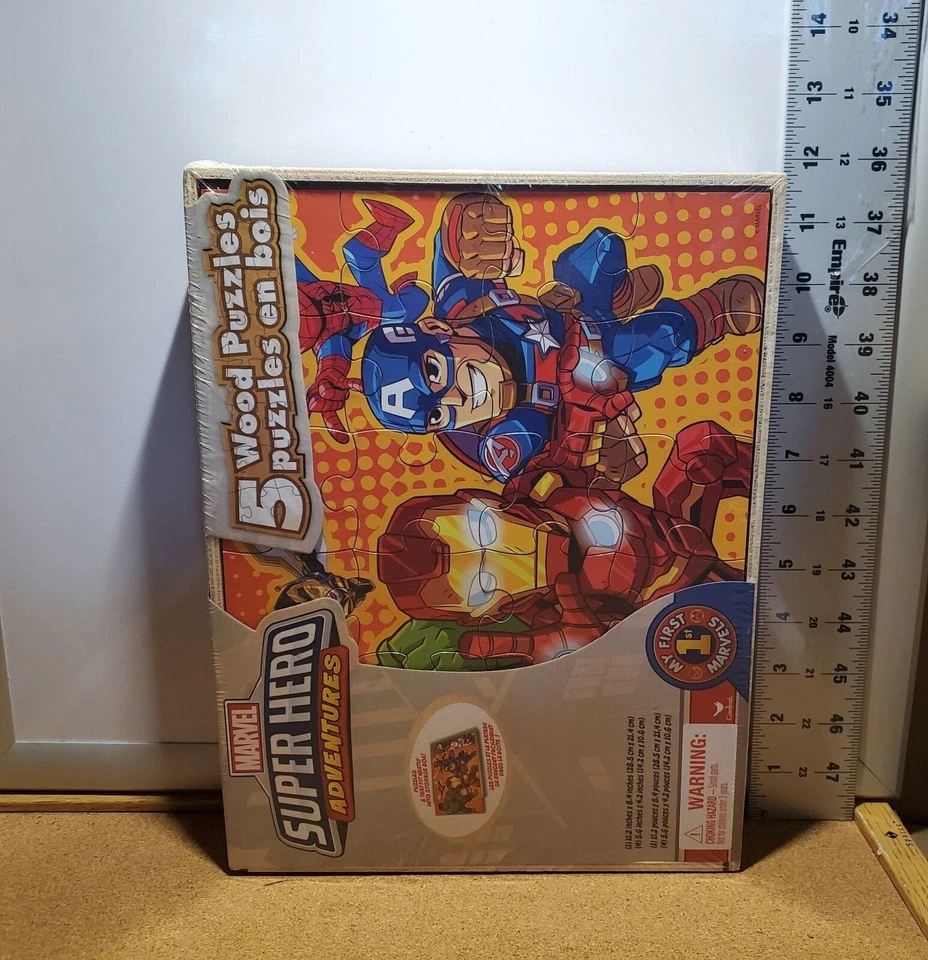 Marvel Super Hero Avengers Rompecabezas de Madera Juego de 24 Piezas Caja de Almacenamiento NUEVO SELLADO Foto 3 de 4