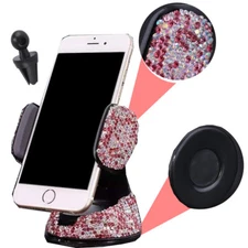 Pink Rhinestone Phone Holder Clip  W/Suction Cup Fit Window Air Vent AHM J2