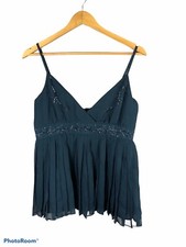Ted Baker Women s Pleated Camisole Beaded Dark Green Size 4 NWT
