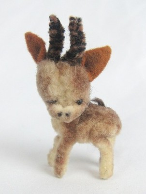 Vintage Ara Austria Miniature Wool Chenille Plush Ram Goat Gazelle Pocket Pet
