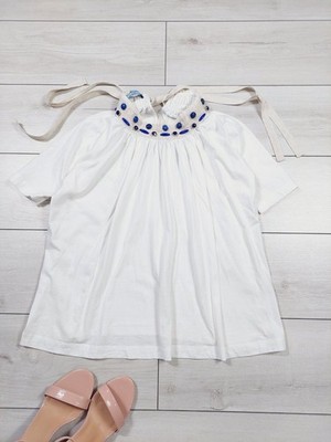 PRADA women's white cotton blouse with beads Size S