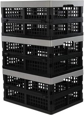16-Liter Folding Crates Storage Collapsible Basket Plastic Set of 3