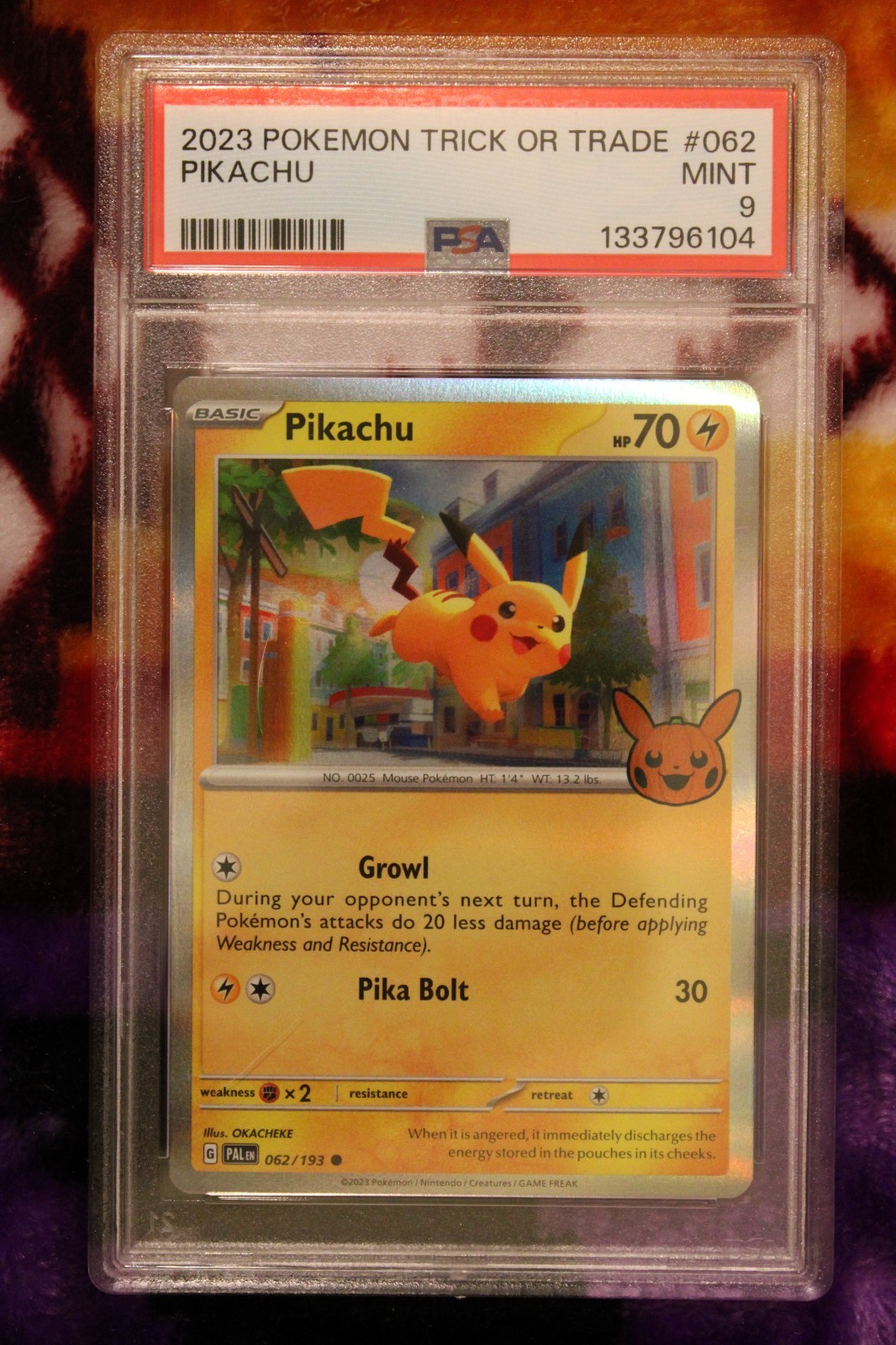 Pokémon TCG Pikachu 062/193 Trick or Trade 2023 Holo PSA 9