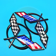 Fits 1997-2004 C5 Corvette Emblem Front Rear Badge Us American Flag Black Pair Fits 1997-2004 C5 Corvette Emblem Front Rear Badge Us American Flag Black Pair