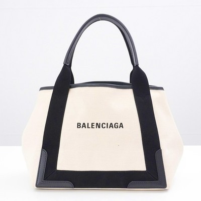 BALENCIAGA NAVY CABAS S 339933 Tote Bag Ivory Black Italy Y002123