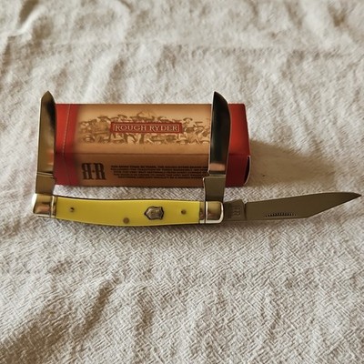 Rough Ryder RR602 Pocketknife Yellow Plastic Handle 2-Blade 440 Stainless Steel