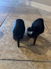 NINA Black Satin Studded Open Toe Heels- Size 6 — photo 2
