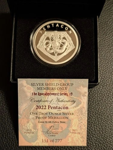 2022 Silver Shield "Pentacon" 1oz 999FS Proof Medallion W/COA