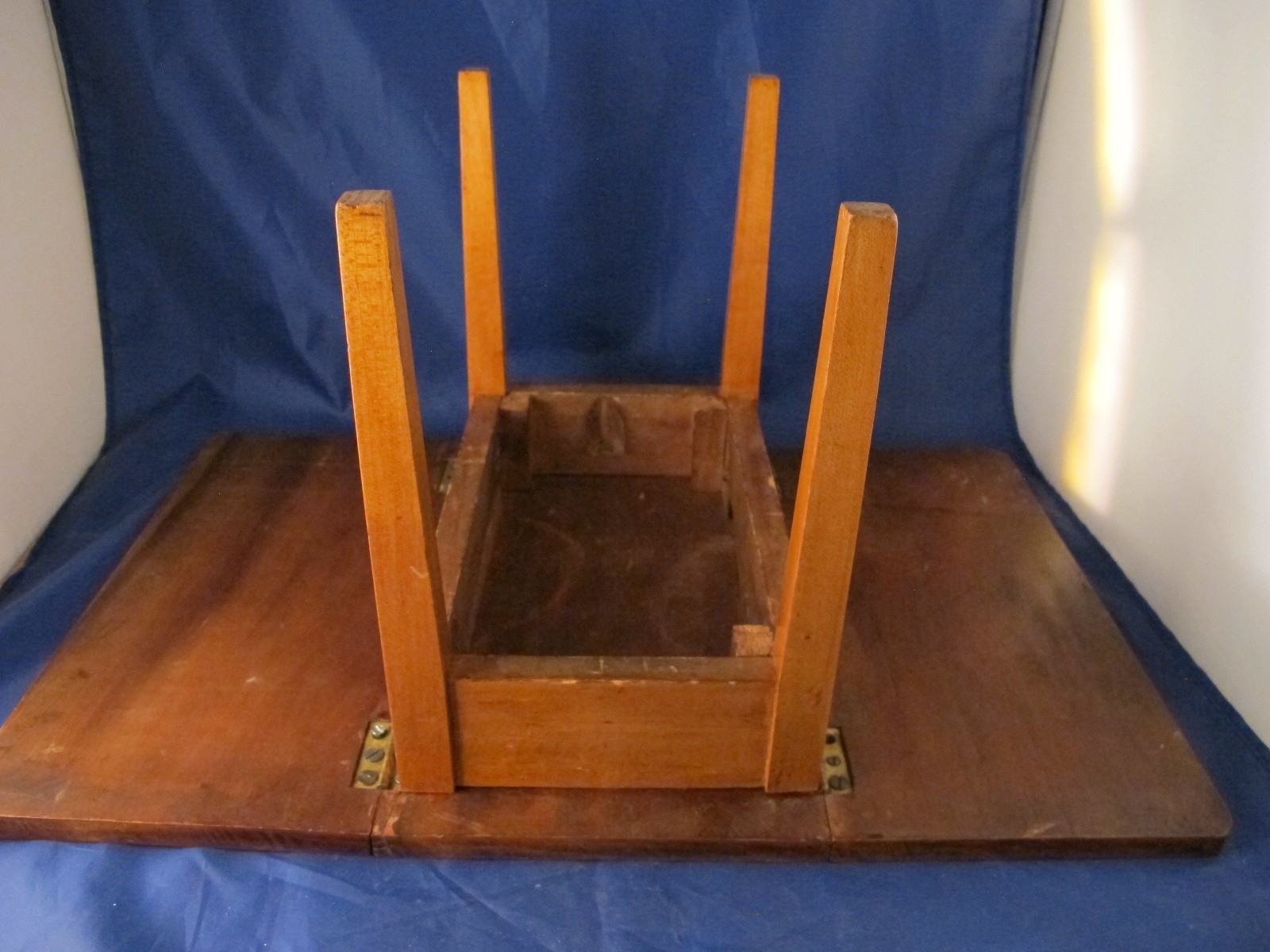 vintage wood salesman sample drop leaf table (folk art ?)