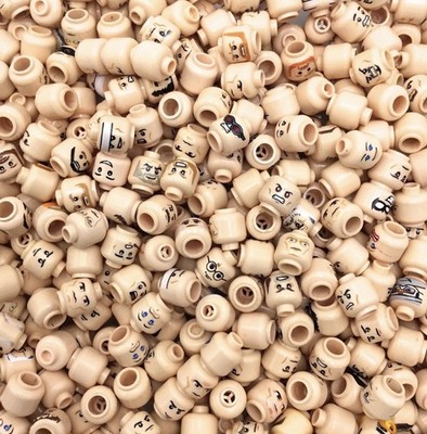 LEGO LOT OF 25 MINIFIGURE HEAD PIECES RANDOMLY PICKED FLESH TONE STAR WARS HEROS